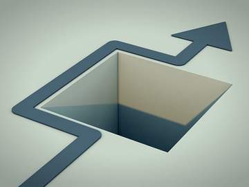 arrow going around a hole in the ground illustration