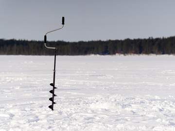 auger drilled into frozen pond