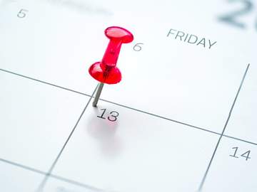 calendar with pushpin on friday the 13th