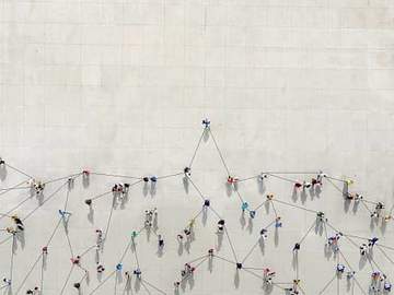 crowd from above forming a network
