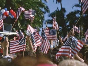 crowd-waving-american-flags