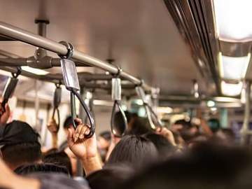 crowded rush hour train