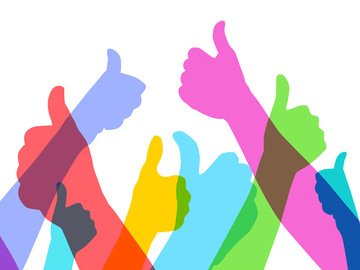 generic multicolored overlapping thumbs up illustration