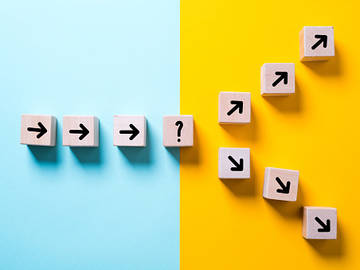 graphic of a decision branching off in two directions