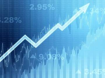 stock chart with arrow pointing up