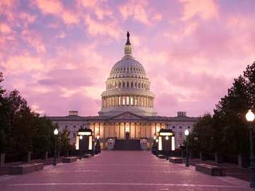 us capitol building at sunset