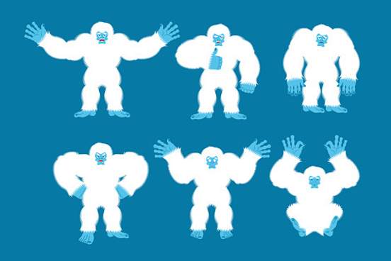 abominable snowman in different stances illustration