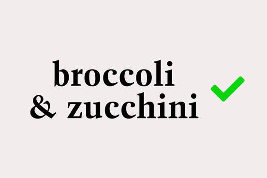 broccoli and zucchini with green check mark