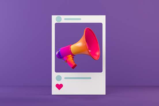 bullhorn illustration over instagram post