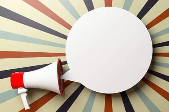 bullhorn with speech bubble