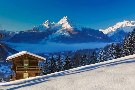 chalet in the alps in winter