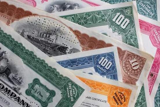 collection of vintage stock certificates