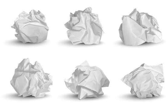 crumpled writing paper