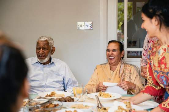 family enjoying meal together