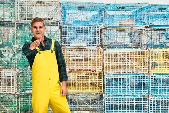 fisherman looking excited giving thumbs up