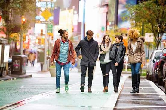 group of friends walking