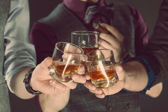 just three bros drinking scotch having a toast