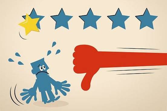 man getting bad review cartoon