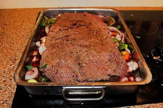 meat in braising pan