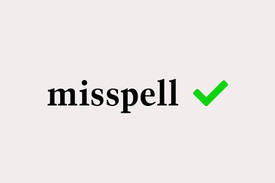 misspell with green check mark