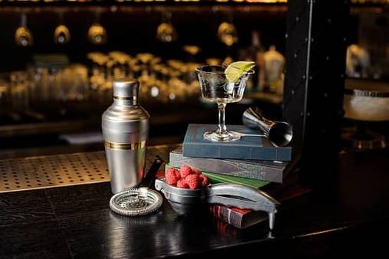 old-timey cocktail equipment