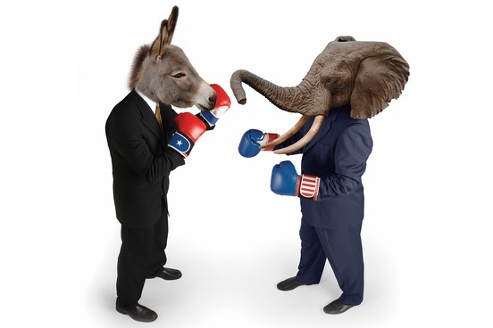 partisan donkey and elephant fightig