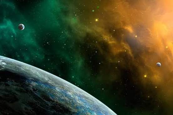 planets in space positioned above earth