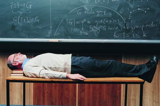 professor asleep in a classroom