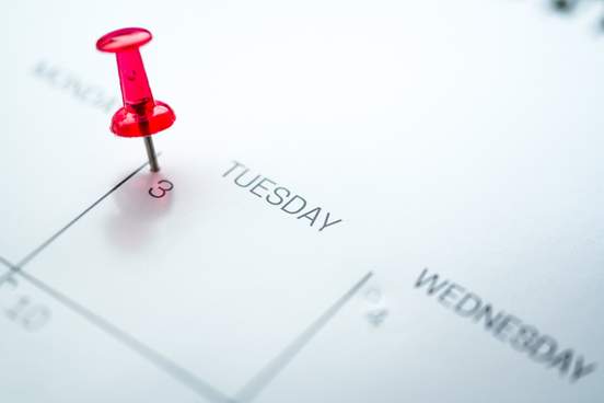 red push pin on calendar every 3rd of the month