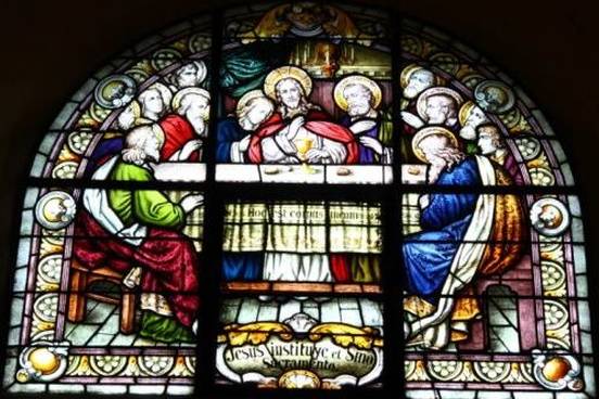 stained glass last supper