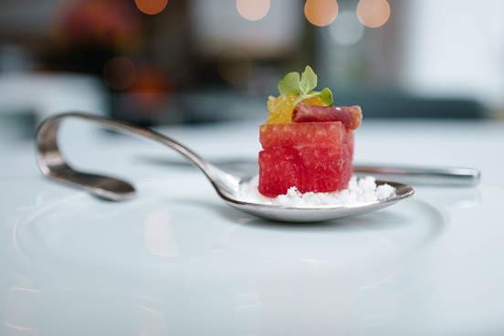 tiny appetizer on spoon