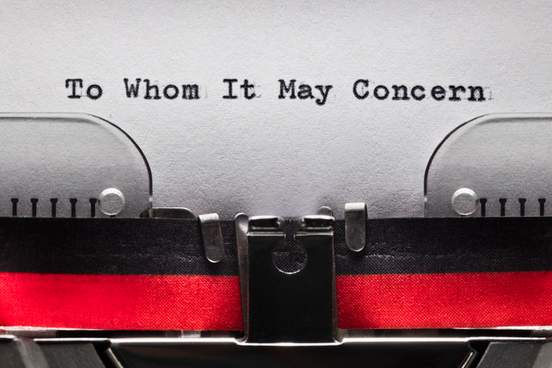 to whom it may concern typed on a typewriter