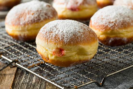 tray of jelly doughnuts
