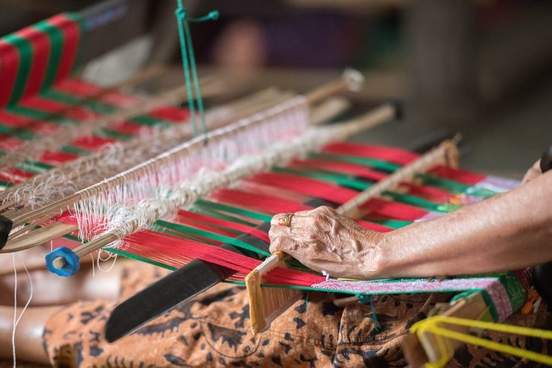 weaving on loom
