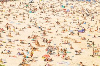 Aerial view of a crowded beach