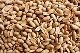 a close up shot of a huge pile of peanuts