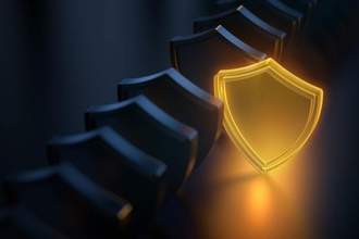 a glowing yellow shield pulled out of a row of dim shields