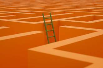 a labyrinth with a ladder in the middle like someone is trying to escape
