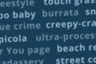 a number of new words on a navy blue background