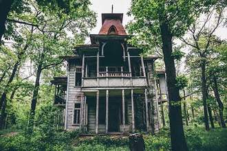 abandoned house in middle of woods