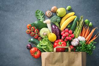 abundantly filled shopping bag