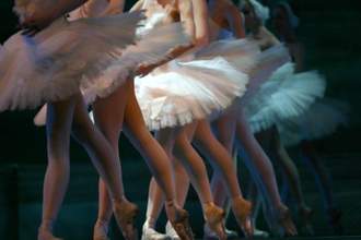 ballerinas in formation on stage getting ready to dance in a play