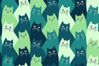 blue and green cat pattern