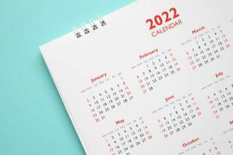 calendar page on blue background