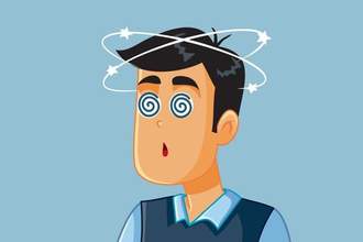 cartoon of a dizzy young man