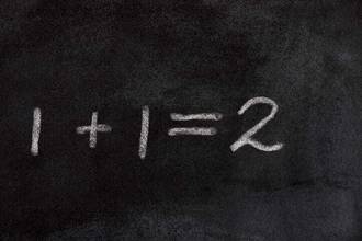 chalkboard with a simple math equation