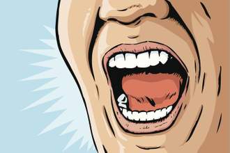 close up illustration of a man yelling