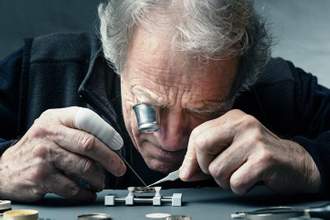 close up of a watchmaker at work
