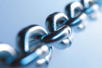 close up view of a silver chain