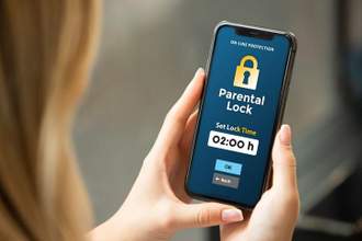 close-up of parental protection app screen on smartphone
